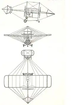 Planul cu cele trei vederi ale avionului Vlaicu II