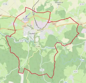 Poziția localității Avallon