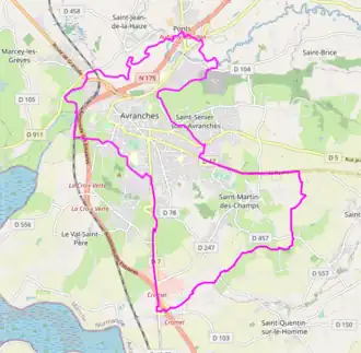 Poziția localității Avranches