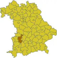 Poziția regiunii Districtul rural Augsburg