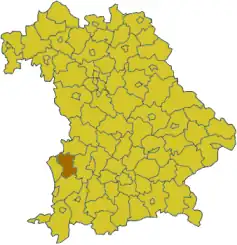 Poziția regiunii Districtul Günzburg