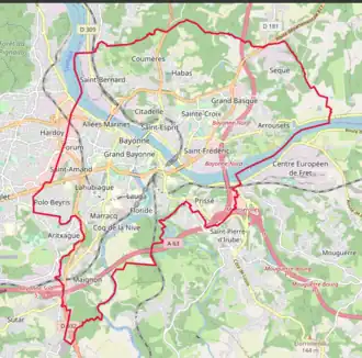 Poziția localității Bayonne