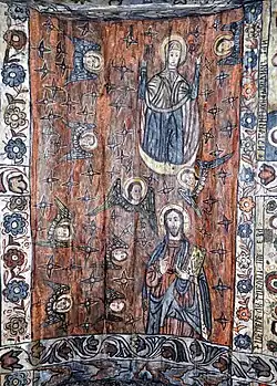 Bolta naosului: Maria Orantă, Iisus Învăţător şi îngeri