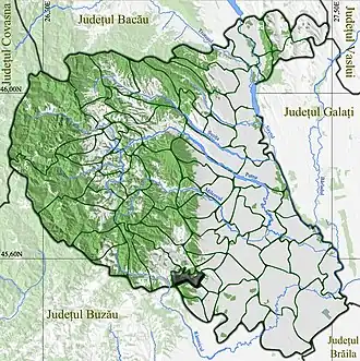 Amplasarea în cadrul județului