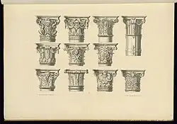 Ilustrații ale unor capiteluri baroce din Franța, în Cooper Hewitt, Smithsonian Design Museum (New York)