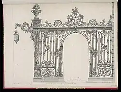 Design al unui gard din Piața Stanislas (Nancy, Franța), în Cooper Hewitt, Smithsonian Design Museum (New York City)