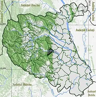 Amplasarea în cadrul județului