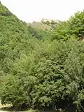 Cetatea Poenari văzută de pe drumul DN7C
