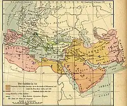 Califatul în anul 750.