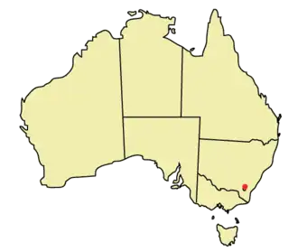 Poziția localității Canberra