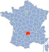 Poziția regiunii Cantal