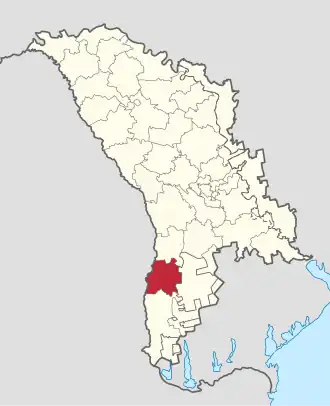 Raionul Cantemir pe harta Republicii Moldova