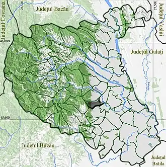 Amplasarea în cadrul județului