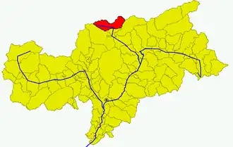 Poziția comunei în cadrul provinciei