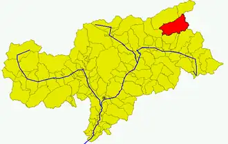 Poziția comunei în cadrul provinciei