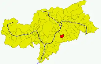 Poziția comunei în cadrul provinciei