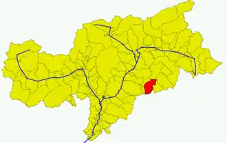 Poziția comunei în cadrul provinciei