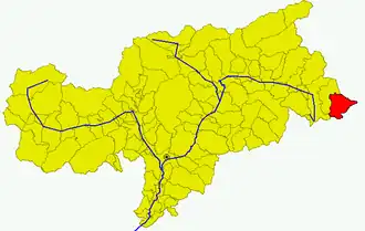 Poziția comunei în cadrul provinciei