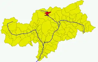 Poziția comunei în cadrul provinciei