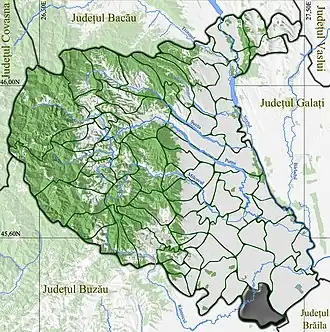 Amplasarea în cadrul județului