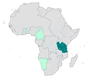 Verde închis: Africa Orientală GermanăVerde deschis: Alte colonii germane