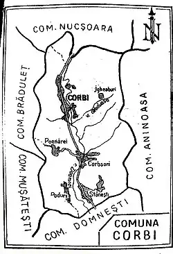 Comuna Corbi - hartă