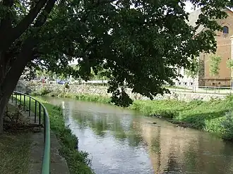 Râul Cibin în localitatea Cristian, Sibiu.