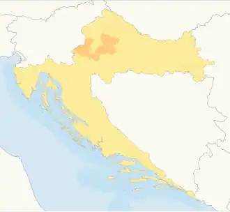 Harta cantonului Zagreb în cadrul Croației