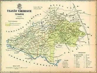 Poziția localității Comitatul Cenad (Csanád)
