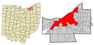 Poziția localității Cleveland, Ohio
