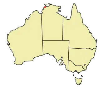 Poziția localității Darwin