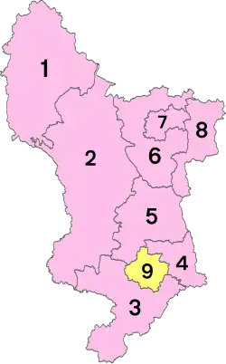 Poziția localității Derbyshire