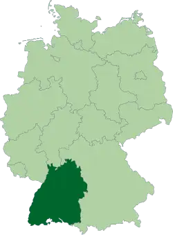 Poziția regiunii Landul Baden-Württemberg (Baden-Württemberg)