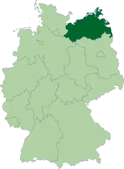 Poziția regiunii Landul Mecklenburg-Pomerania Occidentală   (Mecklenburg-Vorpommern)