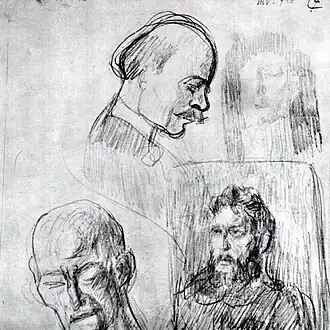 Pagină cu schiță și autoportret