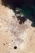 The old and new zones of Doha are clearly visible from the International Space Station.