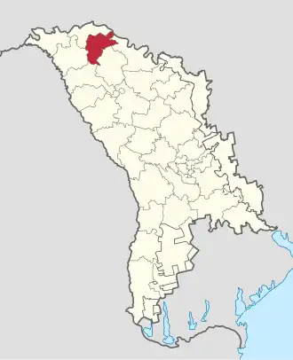 Raionul Dondușeni pe harta Republicii Moldova