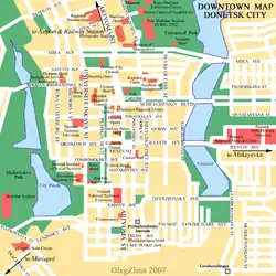 Hartă cu centrul orașului.