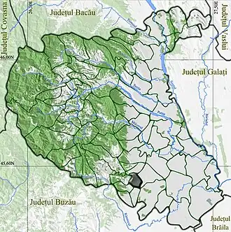 Amplasarea în cadrul județului