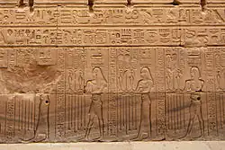 Relief cu hieroglife în Templul din Edfu (Edfu, Egipt)