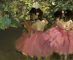 Dansatoare în Roz; de Edgar Degas; 1867; ulei pe pânză; 59 × 74&nbsp;cm; Muzeul Hill–Stead (Farmington, Connecticut, USA)