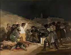 Trei Mai; de Francisco de Goya; 1814; ulei pe pânză 2,6 x 3,4 m; Muzeul Prado