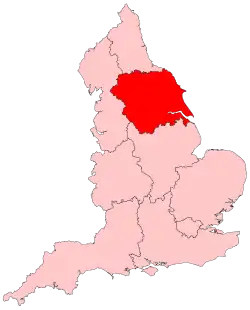 Poziția regiunii Yorkshire and the Humber