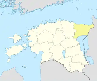 Harta regiunii Ida-Viru în cadrul Estoniei