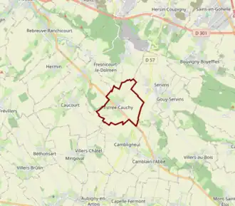 Poziția localității Estrée-Cauchy