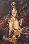 Grecia pășind pe ruinele de la Missolonghi. Eugène Delacroix, 1826.