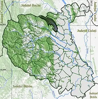 Amplasarea în cadrul județului