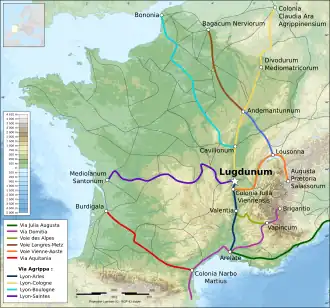 Poziția localității Lugdunum