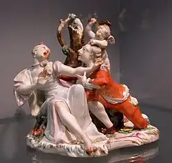 Grup cu îndrăgostiți, modelat de Franz Anton Bustelli, Nymphenburg, 1756