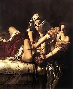 Judith ucigându-l pe Holoferne (1614-20). Ulei pe pânză 199 x 162 cm. Galeria Uffizi, Florența.